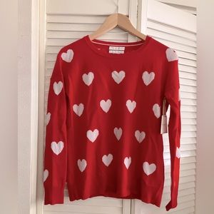 NWT christian siriano cashmere hearts crewneck sweater valentine's day red xs